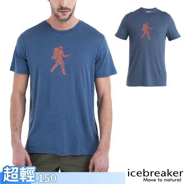 【Icebreaker】男 羊毛 Tech Lite III 圓領短袖上衣(徒步旅行) IB0A56WZ-A76 復古藍✿30E010